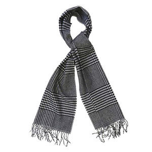 Men's Black and White Houndstooth Cashmere Scarf